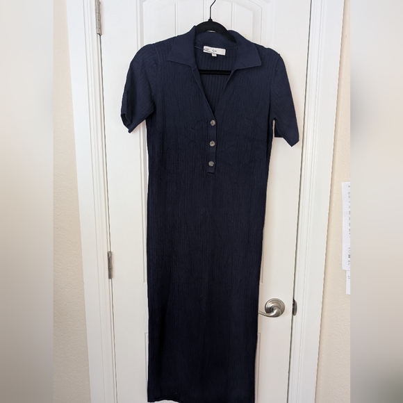 NWOT Ripe Navy Ribbed Polo Dress M - Picture 2 of 7
